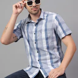 Cantabil Men Slim Fit Opaque Checked Casual Shirt-picture-19