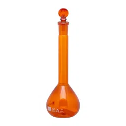 Supertek 10 ml Volumetric Flask Amber Color Class A Neck Size 7/16 ISI Mark with Interchangeable Glass and Super Stopper, NABL Certificate, 73.418.0010NIS image 2
