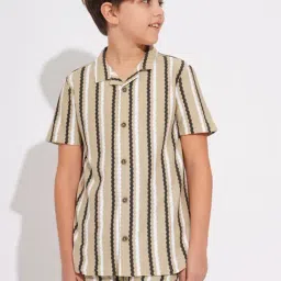 Jack & Jones Junior Boys Beige Cotton Striped Shirt-image-30