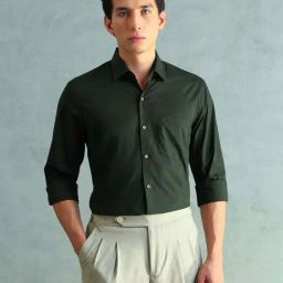 Arrow Green Cotton Slim Fit Shirt-image-45