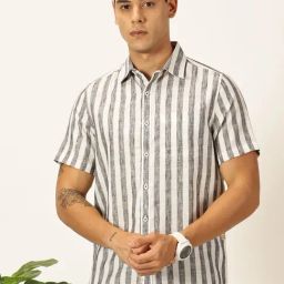 Thomas Scott Black Slim Fit Striped Shirt-picture-8