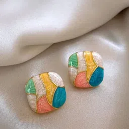 PASU FASHION Enamelled Square Shaped Studs-picture-19