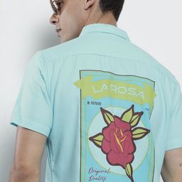 The Indian Garage Co Men Turquoise Blue Slim Fit Opaque Printed Casual Shirt-image-34