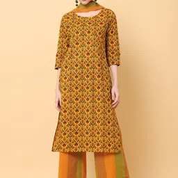 all about you Women Floral Printed Regular Pure Cotton Kurta with Palazzos & With Dupatta-picture-1