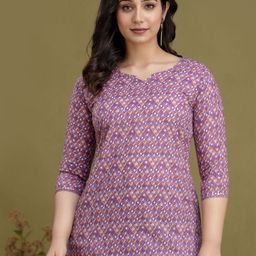 NITVAN Women Cotton Geometric Printed Top-picture-2