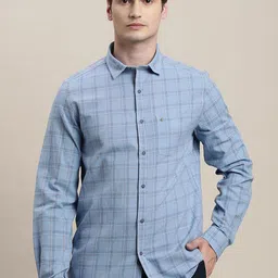Turtle Men Relaxed Slim Fit Spread Collar Windowpane Checked Khadi Casual Shirt-picture-19