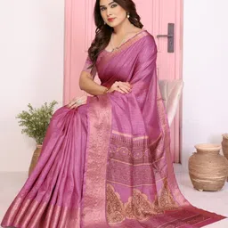VJ FASHION Women Printed Dola Silk Blend Saree-picture-0