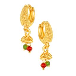 DIVASTRI Gold-Plated Artificial Beaded Dome Shaped Jhumkas-image-30