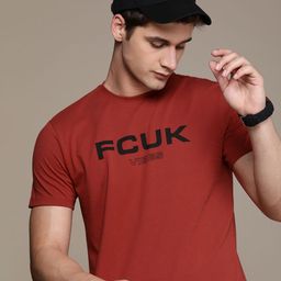 FCUK Men Brand Logo Printed Pure Cotton Oversized T-shirt-image-44