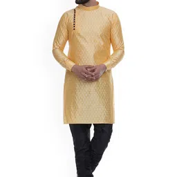 VEERA PARIDHAAN Ethnic Motifs Woven Design Mandarin Collar Angrakha Jacquard Kurta-image-72