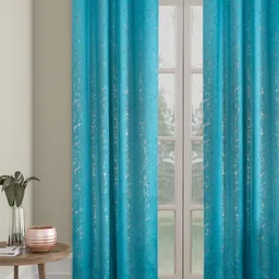 SOKNACK Turquoise Blue & Black Geometric Long Door Curtain-image-41
