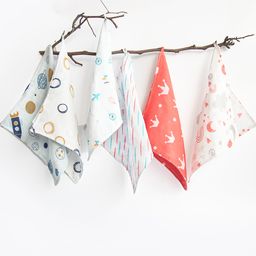 Yellow Doodle Lil Travellers Printed Organic Cotton Muslin Wipes Pack Of 6 - Multicolour-23