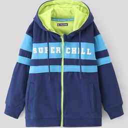 Pine Kids Full Sleeves Hooded Sweatshirt With Color Blocking- Blue-picture-0