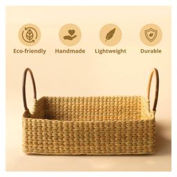 Fermoscapes Kauna Organizer Tray with Cane Handle - Beige-14
