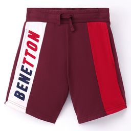 UCB Knitted Knee Length Shorts Text Print - Purple & Red-image-52
