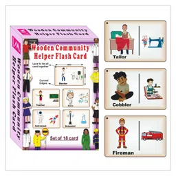 wissen Wooden (MDF) Community Helpers Learning Flash Card with Lacing Thread - Multicolour-picture-22