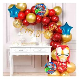 Bubble Trouble Iron Man Foil Balloon Set, Happy Birthday Cut Banner, & More for Boys, Girls, & Kids Indoor/Outdoor Celebrations - Pack of 45-image-75