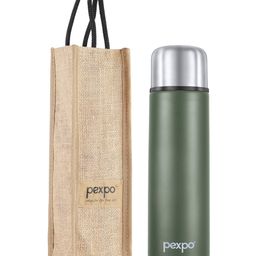 Pexpo Flamingo|ISI Certified|Vacuum Insulated Hot & Cold Stainless Steel Flask|Jute Bag|-750ml Military Green |Steel Bottle|Thermoflask|Leak Proof|Travelling|School & Trekking|Office|Men, Women & Kids-image-62