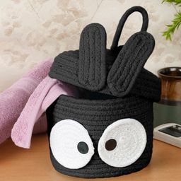 FABINALIV Kids Black Cartoon Design Multipurpose Foldable Organiser with Lid-34