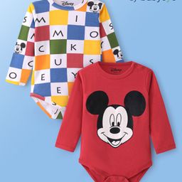 Babyoye Disney Interlock Knit Full Sleeves Onesies with Mickey Mouse Graphics Pack of 2 - Red & White-image-34