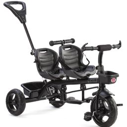 Play Nation 4 in 1 Twins Baby Tricycle With Double Rotatable Seat & Parental Handle- Black-20