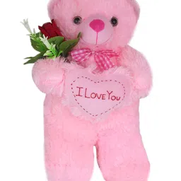 Tickles Standing Teddy with Rose Soft Plush Stuffed Toy for Kids Boys & Girls Birthday Gifts Pink - Height 32 cm-picture-38