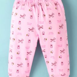 Tango Interlock Knit Full Length Lounge Pant with Animal Print - Pink-image-48