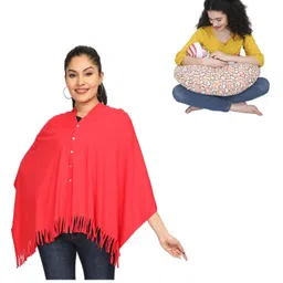 nene MultiPurpose Knitted Breastfeeding Shawl & Pillow Combo - DarkPink-picture-28
