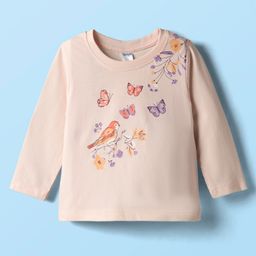 Tango Single Jersey Knit Full Sleeves T-Shirt With Bird & Butterfly Print - Ivory-picture-5