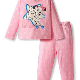 Babyhug Disney 100% Cotton Full Sleeves Round Neck Night Suit With 101 Dalmatians Graphics - Pink-picture-41