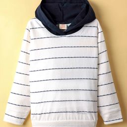 Rikidoos Full Sleeves Striped Hoodie - White-picture-29