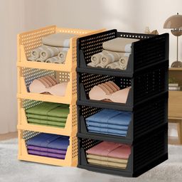 Aura Cream Colored & Black 8 Pieces Storage Wardrobe Organisers-18