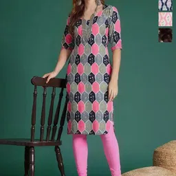 Anouk Rustic Selection Of 4 Geometric Printed Round Neck Straight Kurtas-image-96