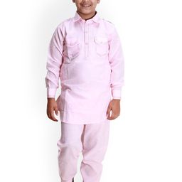 BAESD Boys Long Sleeves Shirt Collar Pathani Kurta With Pyjamas-39