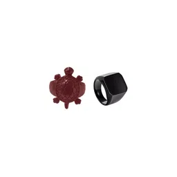 Dynamic Retail Global Set of 2 Rings for Men, Brown-Black Alloy Ring ()-26