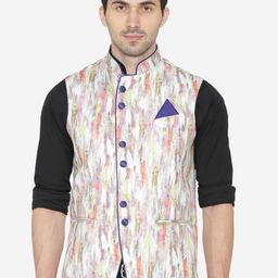 Wintage Men Multicoloured Printed Nehru Jacket-27
