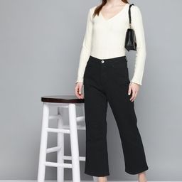 Chemistry Women Flared High-Rise Stretchable Cropped Jeans-34