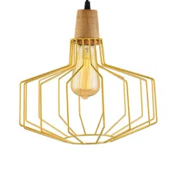 Homesake Golden Wooden Pitcher Cage Pendant Light - Set of 1 (Bulb not included)-5