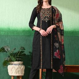 Moda Rapido Women Embroidered Regular Thread Work Kurti with Trousers & With Dupatta-picture-10
