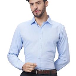 Raymond Blue Cotton Slim Fit Self Pattern Shirt-image-21