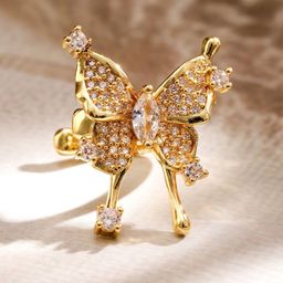 Rubans Voguish 18K Gold Plated Cubic Zirconia Studded Butterfly Design Statement Ear Cuff image 5