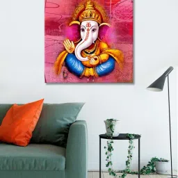 999store Red & Yellow Ganesha Background Wall Paintings-35