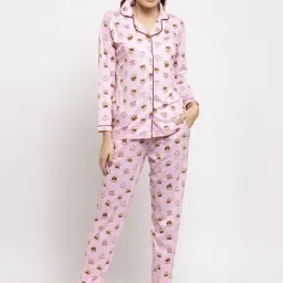 Claura Pink Printed Shirt With Pyjamas-image-20
