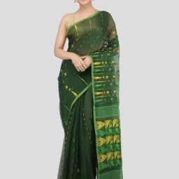Pinkloom Green Woven Jamdani Saree-image-14
