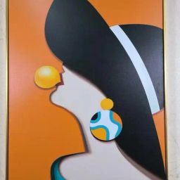 Smokey Cocktail Gold Canvas Girl In A Hat Wall Painting-image-12