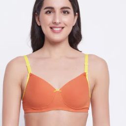 Clovia Orange Non Wired Padded T-Shirt Bra-image-11