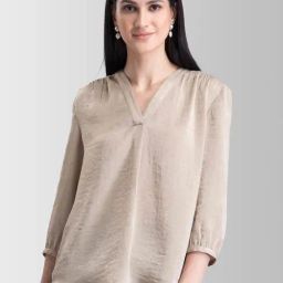 FableStreet Beige Regular Fit Top-image-20