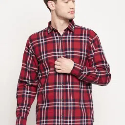 Duke Red Cotton Slim Fit Checks Shirt-picture-11