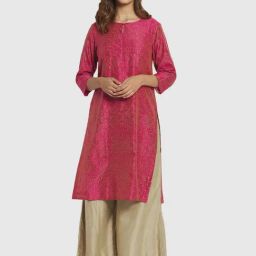 Fabindia Pink Printed Straight Kurta-image-44