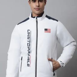 Cantabil White Regular Fit Graphic Jacket-image-28